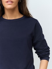 Navy 100% Cotton Long Sleeve T-Shirt - Image 5 of 8