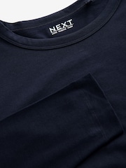 Navy 100% Cotton Long Sleeve T-Shirt - Image 7 of 8