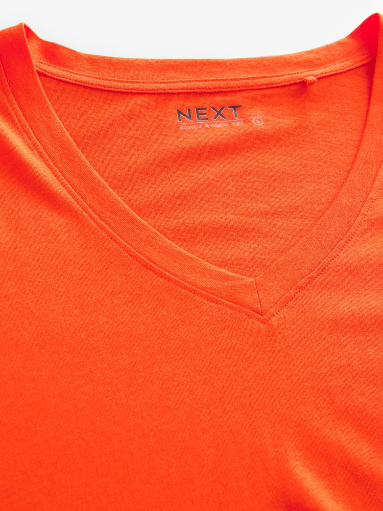 Bright Red Cotton Modal Slouch V-Neck T-Shirt - Image 6 of 7
