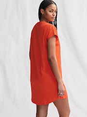 Red 100% Cotton Cap Sleeve V-Neck Mini Dress - Image 2 of 7