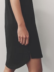 Black 100% Cotton Cap Sleeve V-Neck Mini Dress - Image 6 of 9