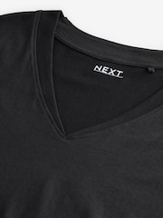 Black 100% Cotton Cap Sleeve V-Neck Mini Dress - Image 9 of 9