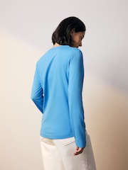 Bright Blue 100% Cotton Long Sleeve T-Shirt - Image 2 of 6