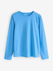 Bright Blue 100% Cotton Long Sleeve T-Shirt - Image 4 of 6