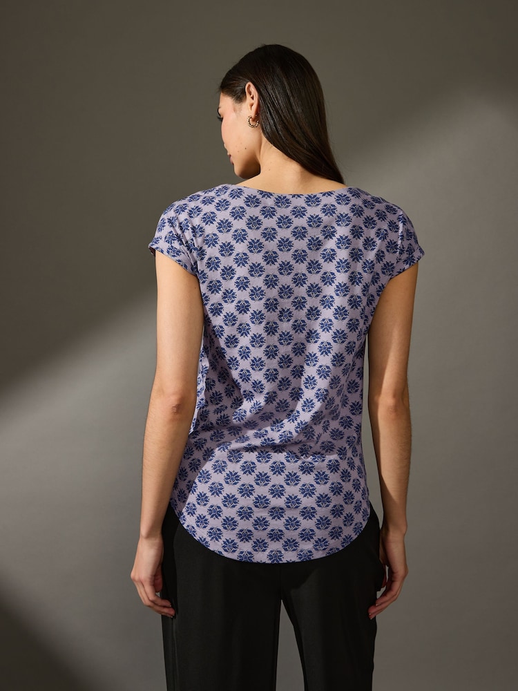 Indigo Blue Cap Sleeve T-Shirt Top - Image 2 of 6
