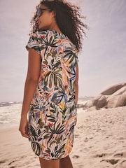 Floral 100% Cotton Cap Sleeve V-Neck Mini Dress - Image 2 of 4