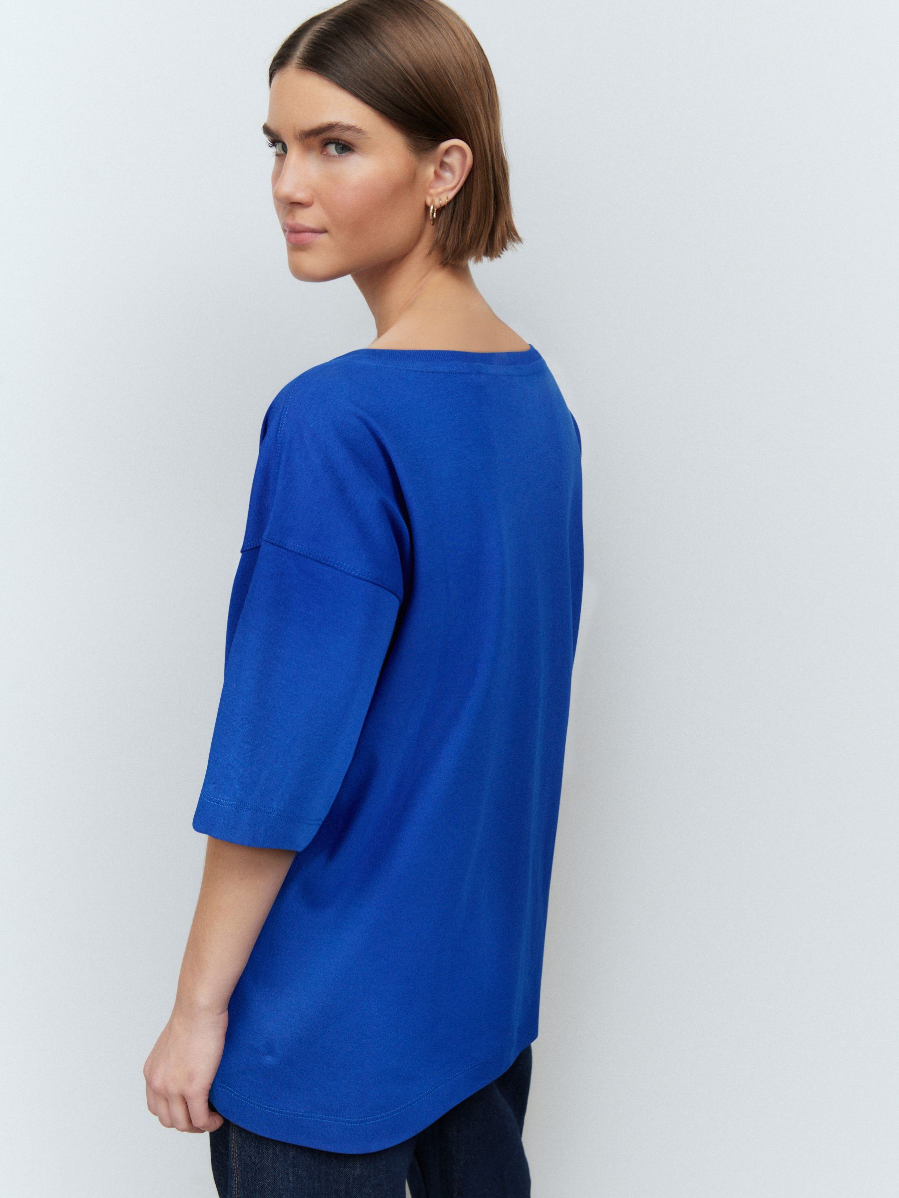 Buy Cobalt Blue Relaxed Fit Boxy 100% Cotton Slouch Shoulder