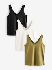 White/Black/Grey Marl Modal Slouch Vests 3 Pack - Image 1 of 10