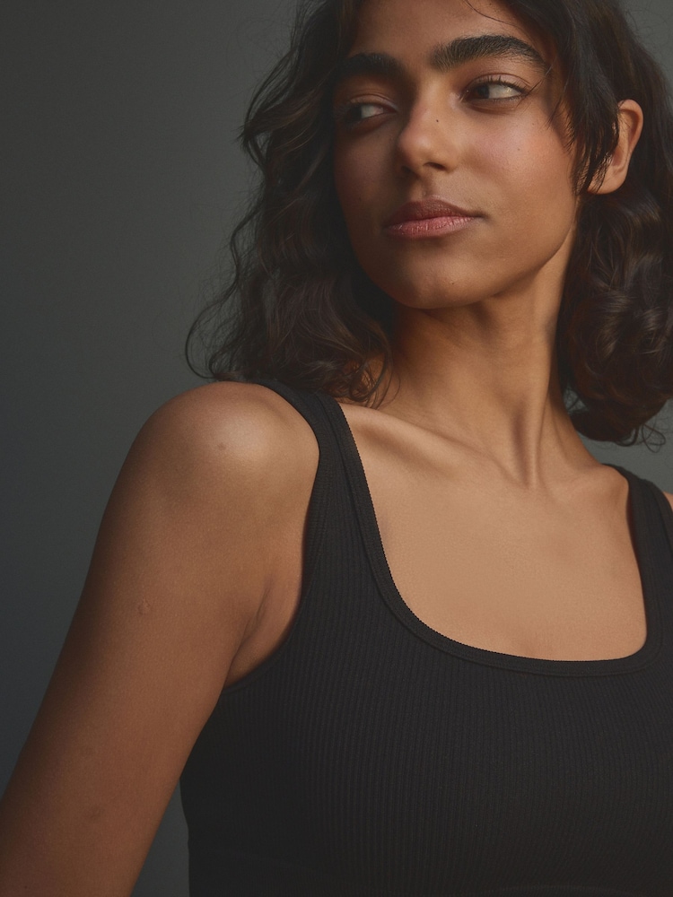 Black Single Ribbed Bra Top - Image 4 of 4 Black Single Ribbed Bra Top - Image 4 of 4