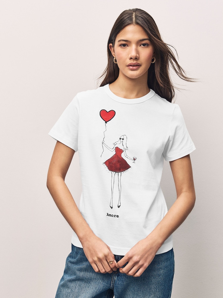 Ecru Valentines Essential Pure Cotton Short Sleeve Crew Neck T-Shirt - Image 1 of 6