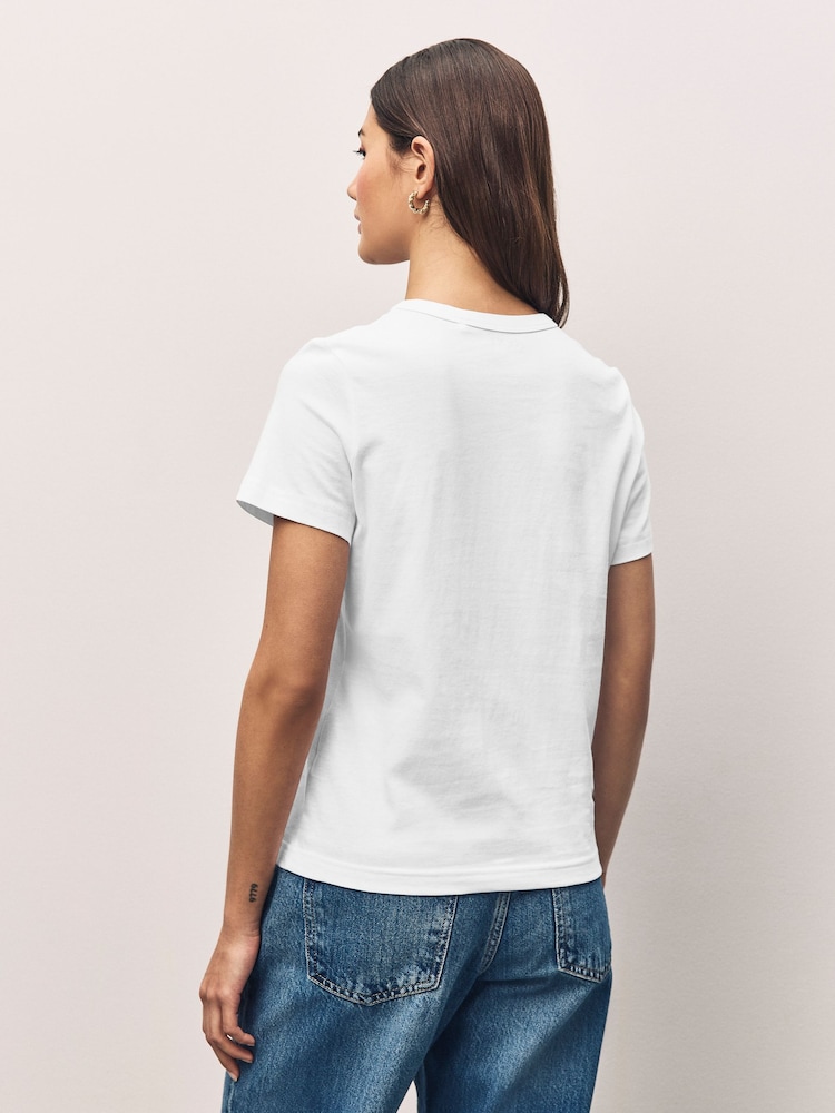 Ecru Valentines Essential Pure Cotton Short Sleeve Crew Neck T-Shirt - Image 2 of 6