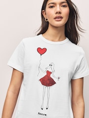 Ecru Valentines Essential Pure Cotton Short Sleeve Crew Neck T-Shirt - Image 3 of 6