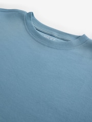 Back Graphic Tonal Blue Heron Print 100% Cotton Relaxed Fit Heavyweight Longline Crew Neck T-Shirt - Image 6 of 8