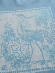 Back Graphic Tonal Blue Heron Print 100% Cotton Relaxed Fit Heavyweight Longline Crew Neck T-Shirt - Image 8 of 8