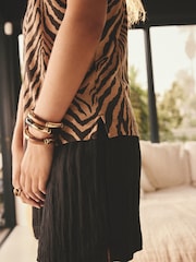 Animal Print Cotton Modal Slouch V-Neck T-Shirt - Image 5 of 5
