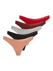 Calvin Klein Black Modern Logo Holiday Thongs 5 Pack - Image 6 of 7