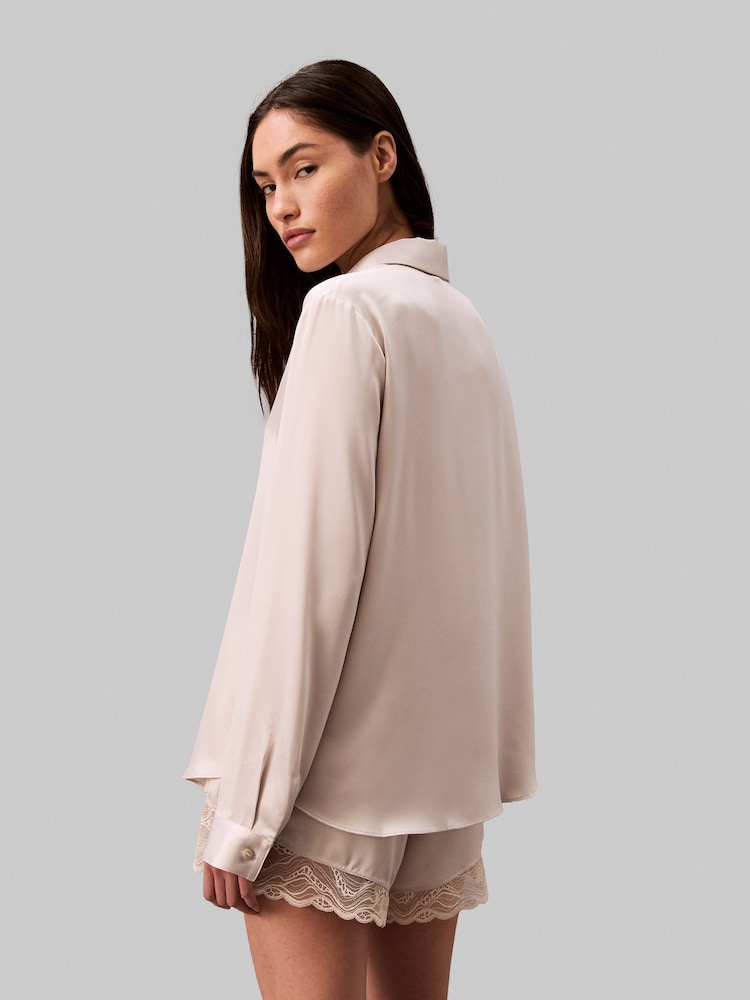 Calvin Klein Light Grey Long Sleeved Button Down Shirt - Image 2 of 5 Calvin Klein Light Grey Long Sleeved Button Down Shirt - Image 2 of 5