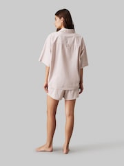 Calvin Klein Pink Short Sleeved 100% Cotton Button Down And Shorts Set - Image 3 of 6