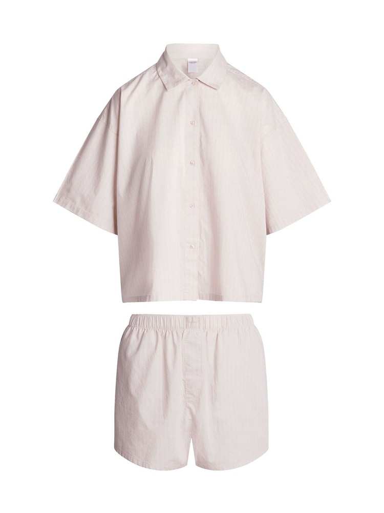 Calvin Klein Pink Short Sleeved 100% Cotton Button Down And Shorts Set - Image 6 of 6