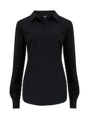Pour Moi Black Millie Fuller Bust Satin Woven Shirt - Image 3 of 4