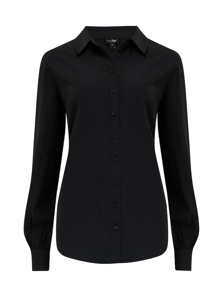 Pour Moi Black Millie Fuller Bust Satin Woven Shirt - Image 3 of 4