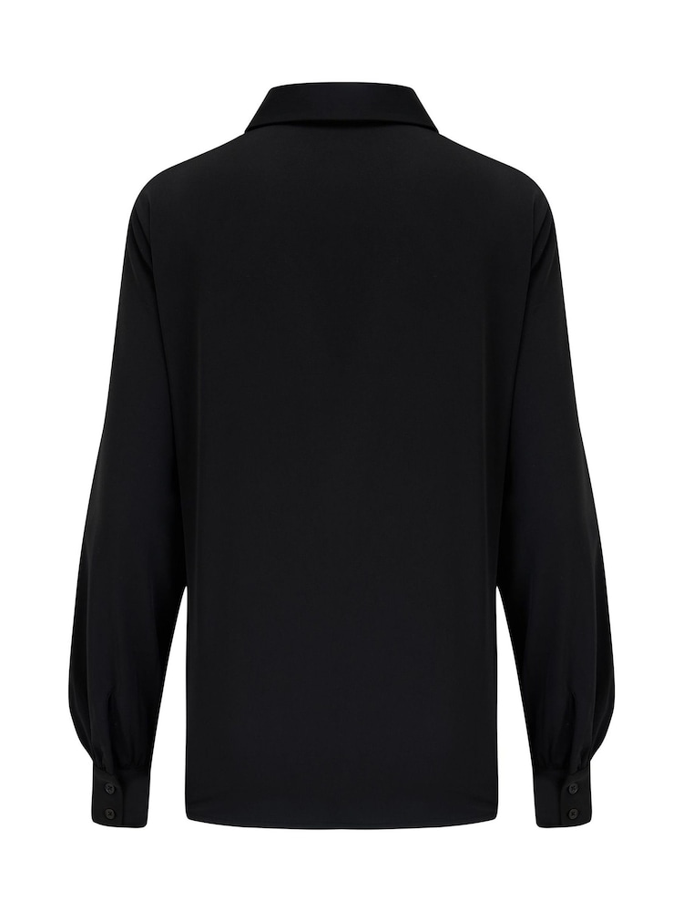 Pour Moi Black Millie Fuller Bust Satin Woven Shirt - Image 4 of 4