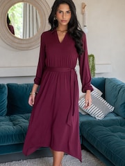 Pour Moi Red Venetia Jersey Hanky Hem Collared Midi Dress - Image 1 of 4