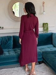 Pour Moi Red Venetia Jersey Hanky Hem Collared Midi Dress - Image 2 of 4