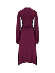 Pour Moi Red Venetia Jersey Hanky Hem Collared Midi Dress - Image 3 of 4