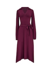 Pour Moi Red Venetia Jersey Hanky Hem Collared Midi Dress - Image 4 of 4