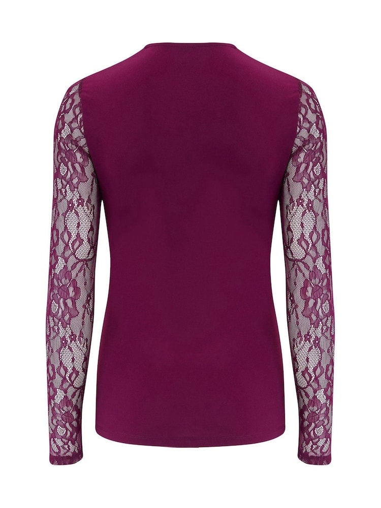 Morado - Pour Moi Julie Slinky Jersey Lace Long Sleeve Top - Imagen 4 de 4 Morado - Pour Moi Julie Slinky Jersey Lace Long Sleeve Top - Imagen 4 de 4