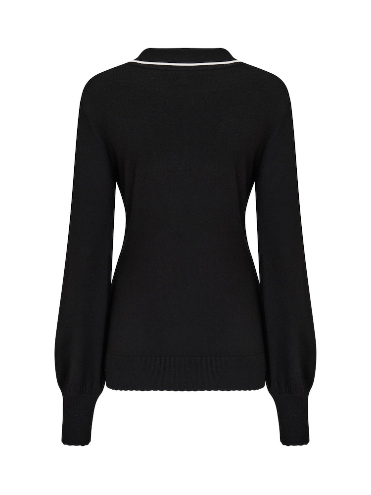 Negru - Pour Moi Rowan Contrast Knit Jumper with LENZING™ ECOVERO™ Viscose - Image 4 of 4