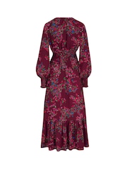 Pour Moi Red Carmen Fuller Bust Woven Elasticated Neckline Long Sleeve Midaxi Dress - Image 4 of 4