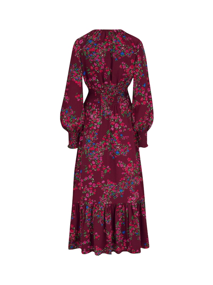 Pour Moi Red Carmen Fuller Bust Woven Elasticated Neckline Long Sleeve Midaxi Dress - Image 4 of 4