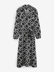Pour Moi Black Venetia Jersey Hanky Hem Collared Midi Dress - Image 3 of 5