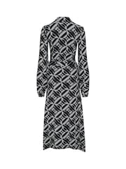 Pour Moi Black Venetia Jersey Hanky Hem Collared Midi Dress - Image 5 of 5