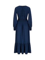 Pour Moi Blue Carmen Fuller Bust Woven Elasticated Neckline Long Sleeve Midaxi Dress - Image 4 of 4