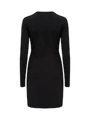 Pour Moi Black Bryony Fuller Bust Slinky Stretch Jersey Wrap Short Dress - Image 4 of 4