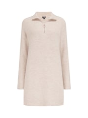 Pour Moi Cream Frankie Quarter Zip Chunky Knit Dress - Image 3 of 4