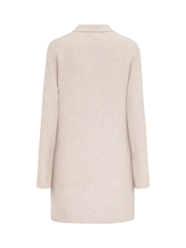 Pour Moi Cream Frankie Quarter Zip Chunky Knit Dress - Image 4 of 4