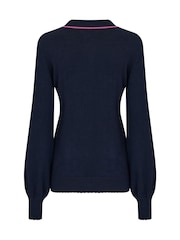 Albastru - Pour Moi Rowan Contrast Knit Jumper with LENZING™ ECOVERO™ Viscose - Image 4 of 4