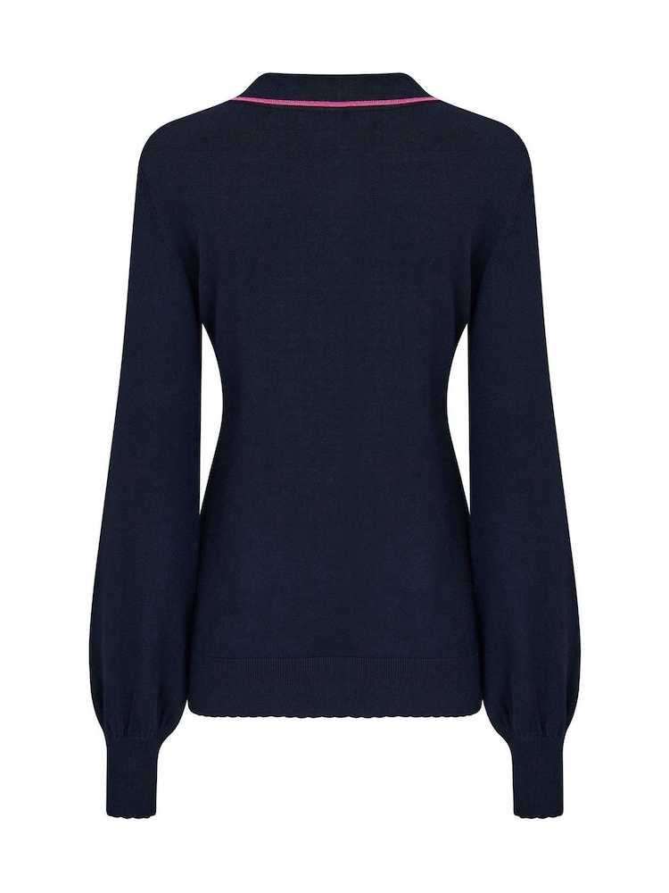 Albastru - Pour Moi Rowan Contrast Knit Jumper with LENZING™ ECOVERO™ Viscose - Image 4 of 4