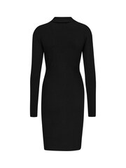 Pour Moi Black Beth Rib Knit Mini Dress with Viscose - Image 4 of 4