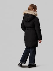 Calvin Klein Black Classic Belted Faux Fur Coat - Image 2 of 5