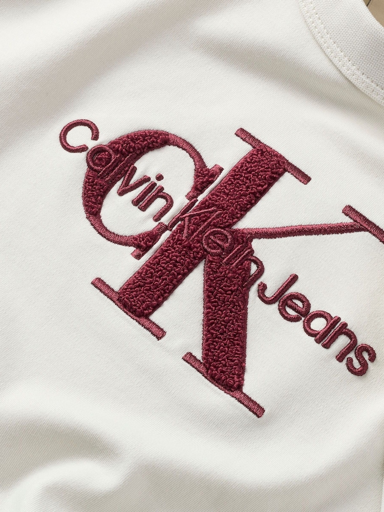 Calvin Klein White 100% Cotton Teddy Monologo Short Sleeved T-Shirt - Image 2 of 2