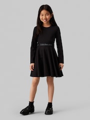 Calvin Klein Black Long Sleeved Logo Tape Punto Dress - Image 1 of 2