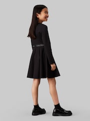 Calvin Klein Black Long Sleeved Logo Tape Punto Dress - Image 2 of 2