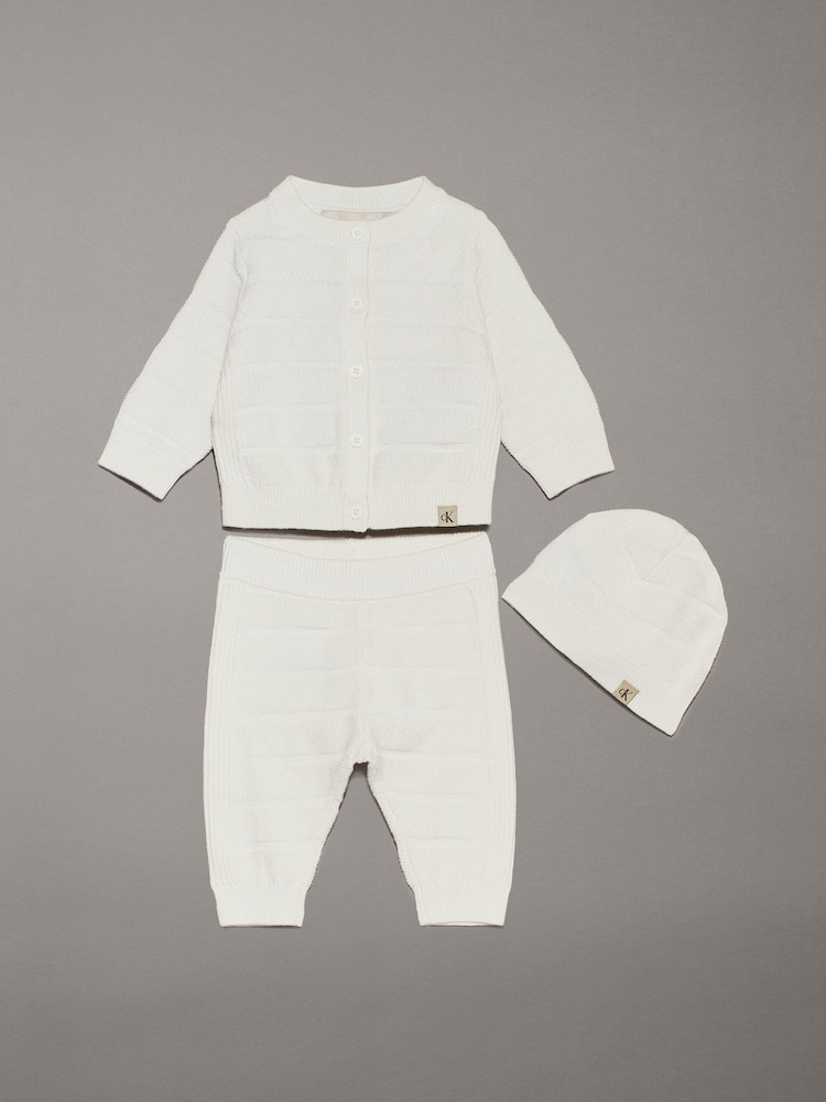 Calvin Klein White Rib Cardigan & Legging Set Giftpack - Image 1 of 2