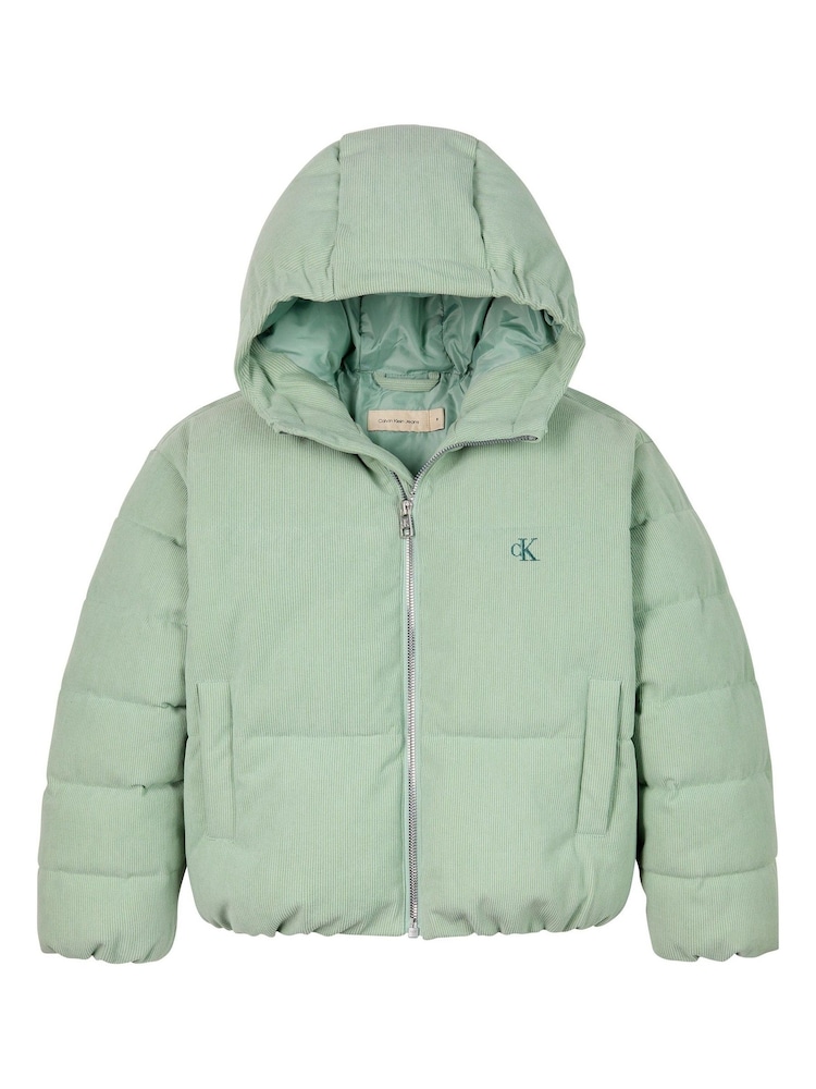 Calvin Klein Green Corduroy Puffer Jacket - Image 1 of 2