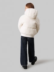 Calvin Klein White Teddy Hooded Puffer Jacket - Image 3 of 4